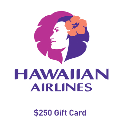 HAWAIIAN AIRLINES<sup>&reg;</sup> - This airline offers extraordinary service from booking to flying on flights to Hawaii and Asia. Redeem this Hawaiian Airlines<sup>&reg;</sup> gift card for $250 towards your travel plans.  