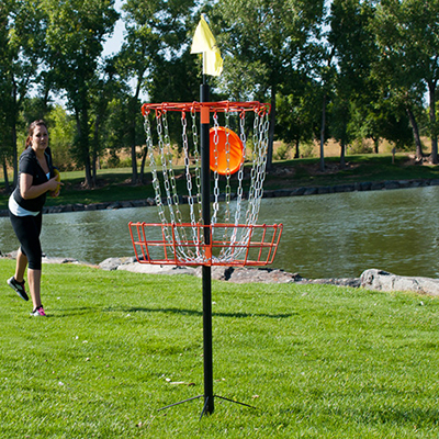 PARK AND SUN<sup>&reg;</sup> Portable Disc Golf Set - Great for some family fun or competitive play!  Take it to the beach, park or use it in your own backyard.  Double Disc Set: Includes Driver discs for ultimate distance, Mid-range discs for ultimate control, and Putter discs for ultimate precision (Total: 6 discs).